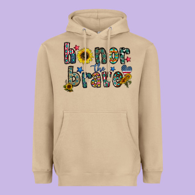 Honor The Brave Heavyweight Hoodie Designed By Cowhidedigitalart