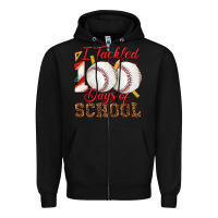 Black i tackled 100days of school baseball Zipper Hoodie - texasbilliewilder
