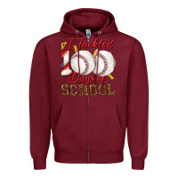 Burgundy i tackled 100days of school baseball Zipper Hoodie - texasbilliewilder