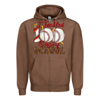 Chestnut i tackled 100days of school baseball Zipper Hoodie - texasbilliewilder