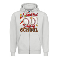 Dove Grey i tackled 100days of school baseball Zipper Hoodie - texasbilliewilder
