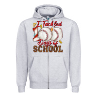 Heather Grey i tackled 100days of school baseball Zipper Hoodie - texasbilliewilder
