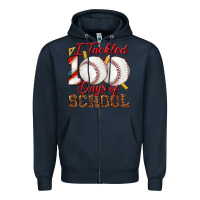 Navy i tackled 100days of school baseball Zipper Hoodie - texasbilliewilder