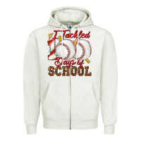 Oatmeal Heather i tackled 100days of school baseball Zipper Hoodie - texasbilliewilder