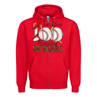 Red i tackled 100days of school baseball Zipper Hoodie - texasbilliewilder