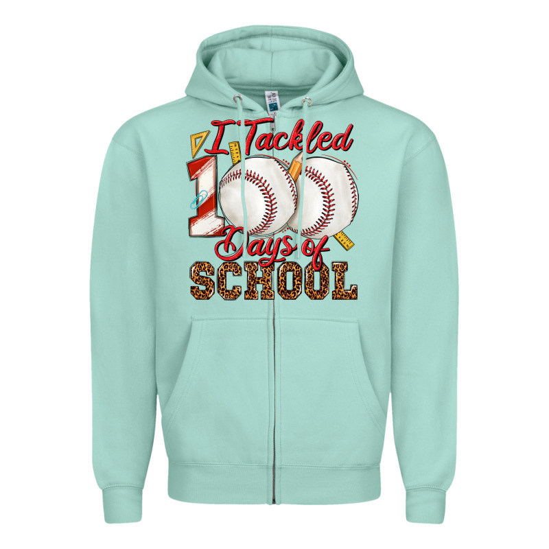 I Tackled 100days Of School Baseball Zipper Hoodie by texasbilliewilder | Teevron