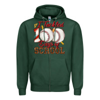 Sports Green i tackled 100days of school baseball Zipper Hoodie - texasbilliewilder