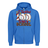 True Royal i tackled 100days of school baseball Zipper Hoodie - texasbilliewilder