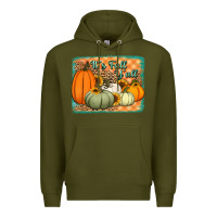 Army Green It's Fall y'all pumpkins halloween and sunflowers Premium Hoodie - Jasminsmagicworld