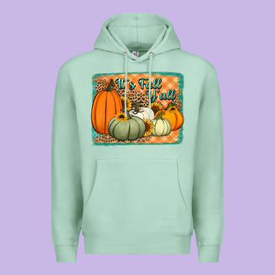 It's Fall Y'all Pumpkins Halloween And Sunflowers Premium Hoodie Designed By Jasminsmagicworld