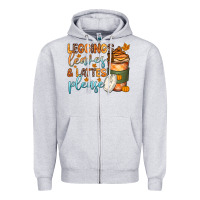 Heather Grey leggins leaves and lattes Zipper Hoodie - Zillion Design Studio