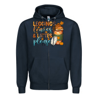 Navy leggins leaves and lattes Zipper Hoodie - Zillion Design Studio