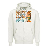 Oatmeal Heather leggins leaves and lattes Zipper Hoodie - Zillion Design Studio