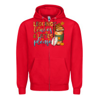 Red leggins leaves and lattes Zipper Hoodie - Zillion Design Studio