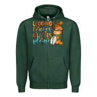 Sports Green leggins leaves and lattes Zipper Hoodie - Zillion Design Studio