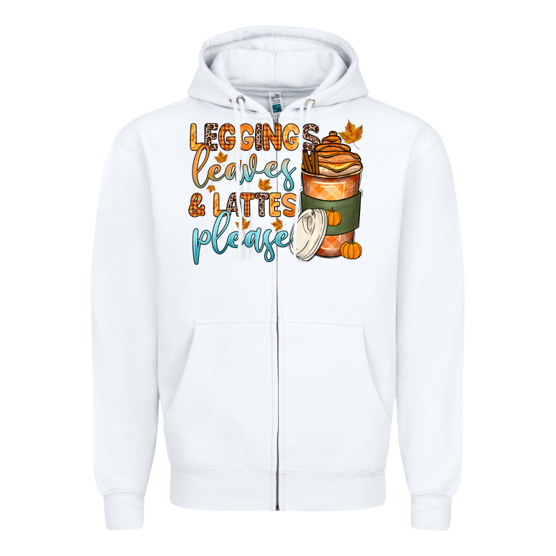 Leggins Leaves And Lattes Zipper Hoodie by Zillion Design Studio | Teevron