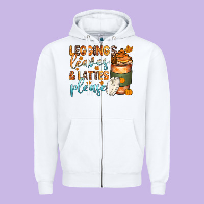 Leggins Leaves And Lattes Zipper Hoodie Designed By Zillion Design Studio