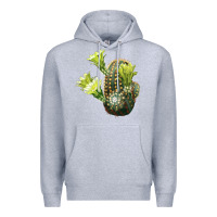 Heather Grey nylon hedgehog cactus Premium Hoodie - LillyAllenDesigns