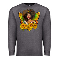 Charcoal Heather butterfly afro woman juneteenth Premium Sweatshirt - AdoDesignShop