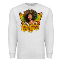 Oatmeal Heather butterfly afro woman juneteenth Premium Sweatshirt - AdoDesignShop