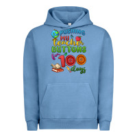Pigment Pebble Blue pushing my teacher buttons for 100 days Urban Hoodie - MaliasSmallBusiness