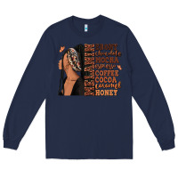 Navy Melanin many shades of brown afro woman Long Sleeve Tee - RanaPortraitStore