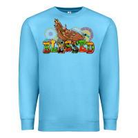 Ocean Blue blessed afro woman hands Premium Sweatshirt - AdoDesignShop