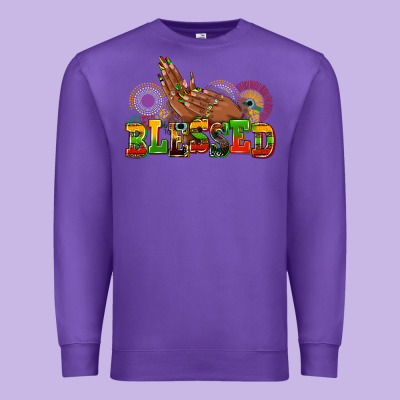Blessed Afro Woman Hands Premium Sweatshirt Designed By Adodesignshop
