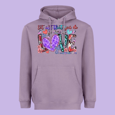 Let All That You Do Be Done In Love Heavyweight Hoodie Designed By Racoondesign