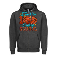 Charcoal Heather i tackled 100days of school basketball Zipper Hoodie - texasbilliewilder