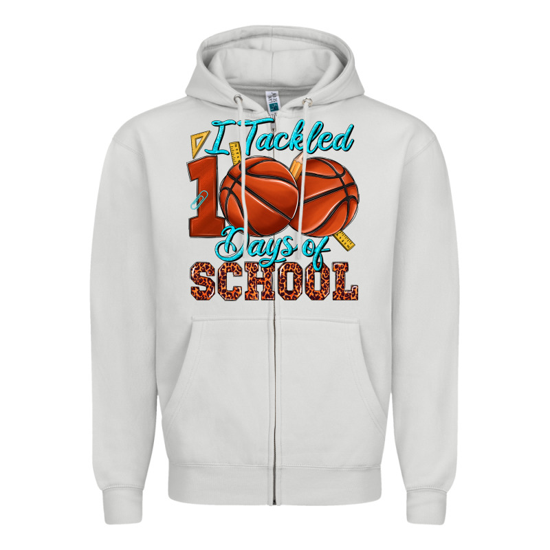 I Tackled 100days Of School Basketball Zipper Hoodie by texasbilliewilder | Teevron