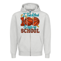 Dove Grey i tackled 100days of school basketball Zipper Hoodie - texasbilliewilder