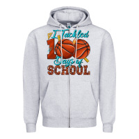 Heather Grey i tackled 100days of school basketball Zipper Hoodie - texasbilliewilder
