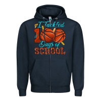 Navy i tackled 100days of school basketball Zipper Hoodie - texasbilliewilder