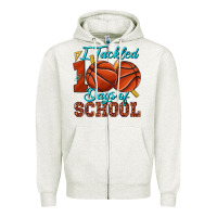 Oatmeal Heather i tackled 100days of school basketball Zipper Hoodie - texasbilliewilder