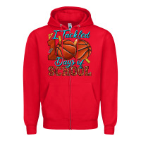 Red i tackled 100days of school basketball Zipper Hoodie - texasbilliewilder