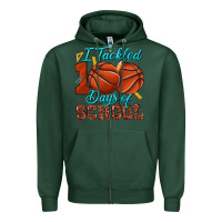 Sports Green i tackled 100days of school basketball Zipper Hoodie - texasbilliewilder