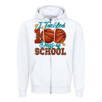 White i tackled 100days of school basketball Zipper Hoodie - texasbilliewilder