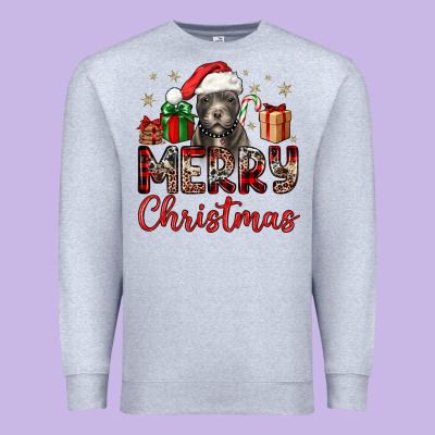 Merry Christmas Pitbull Premium Sweatshirt Designed By Jahusdesignshop