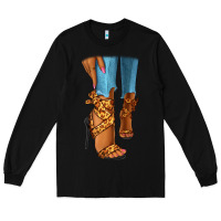 Black Leopard heels black fashion girl Long Sleeve Tee - RanaPortraitStore