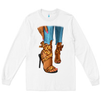 White Leopard heels black fashion girl Long Sleeve Tee - RanaPortraitStore
