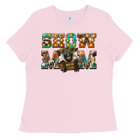 Bubblegum Pink show mom suffolk sheep black sheep Ladies Tee - BarkalooDesign
