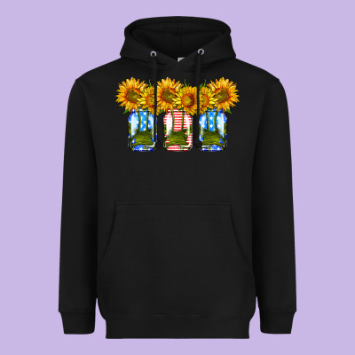 American Sunflower Mason Jar Heavyweight Hoodie Designed By Hra Design Shop