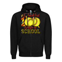 Black i tackled 100days of school softball Zipper Hoodie - texasbilliewilder