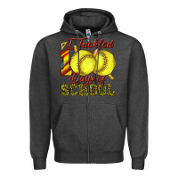 Charcoal Heather i tackled 100days of school softball Zipper Hoodie - texasbilliewilder