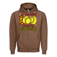 Chestnut i tackled 100days of school softball Zipper Hoodie - texasbilliewilder