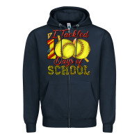 Navy i tackled 100days of school softball Zipper Hoodie - texasbilliewilder