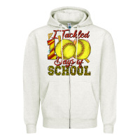 Oatmeal Heather i tackled 100days of school softball Zipper Hoodie - texasbilliewilder