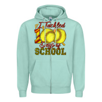 Seafoam i tackled 100days of school softball Zipper Hoodie - texasbilliewilder