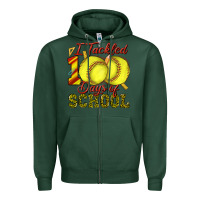 Sports Green i tackled 100days of school softball Zipper Hoodie - texasbilliewilder